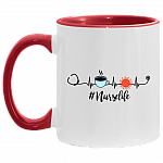 Nurse Life Heart Beat Coffee 2020 Quarantined Accent Mug