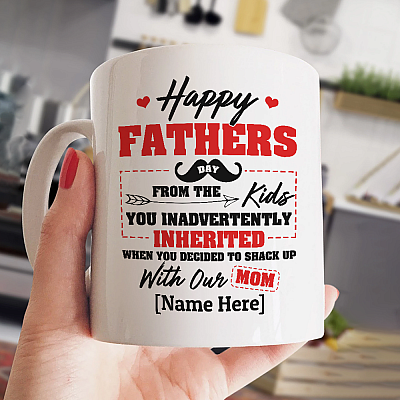 Alternative view of Personalized Happy Father's Day from the Kids You Inadvertently Ceramic Coffee Mug - Beer Stein - Water Bottle