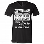 Zen As Fuck Funny Skeleton Vintage Design T-Shirt - V-Neck Shirt, Black, V-Neck T-Shirt