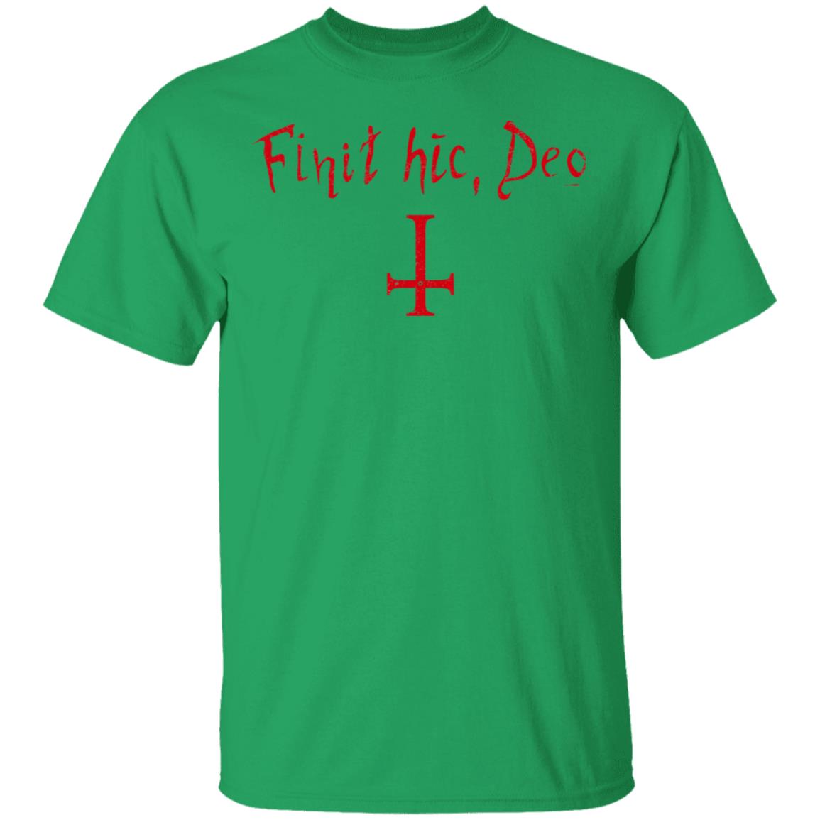 Finit HIC Deo God Ends Here Nun T-Shirt - The Upside Down Cross, Irish Green, Unisex T-Shirt