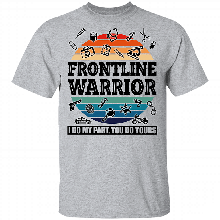 Frontline Warrior - I Do My Parts - You Do Yours T-Shirt - V Neck, Sport Grey, Unisex T-Shirt