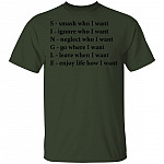 Single Funny Crossword Letters T-Shirt - Smash Ignore Neglect Go Leave Enjoy V-Neck Shirt, Forest, Unisex T-Shirt