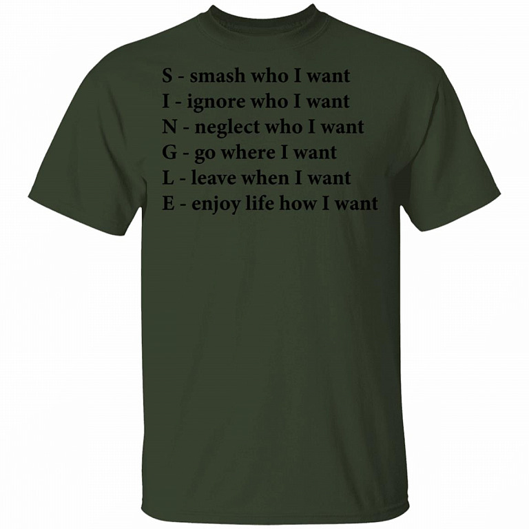 Single Funny Crossword Letters T-Shirt - Smash Ignore Neglect Go Leave Enjoy V-Neck Shirt, Forest, Unisex T-Shirt