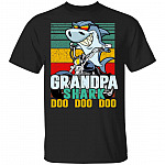 Grandpa Shark Driving Motorbike Doo Doo T-Shirt - Vintage Biker Grandpa Shirt