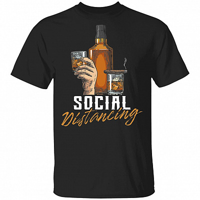 Social Distancing Cigar Whiskey T-Shirt - Vintage Whiskey and Cigar Lover Gift