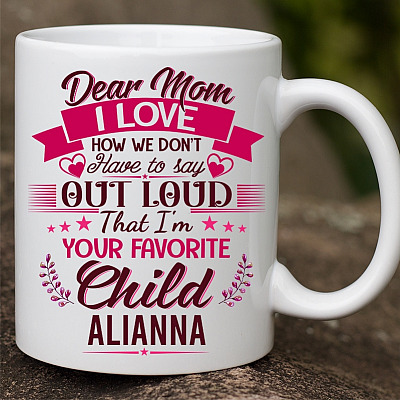 Alternative view of Personalized Dear Mom I Love How We Don't Have To Say Out Loud Coffee Mug - Beer Stein - Water Bottle