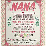 Personalized Name Nana We Hugged This Blanket Hope and Love and Light Morning Noon and Night Fleece Blanket – Premium Sherpa Blanket, White, Cozy Plush Fleece Blanket - 50x60