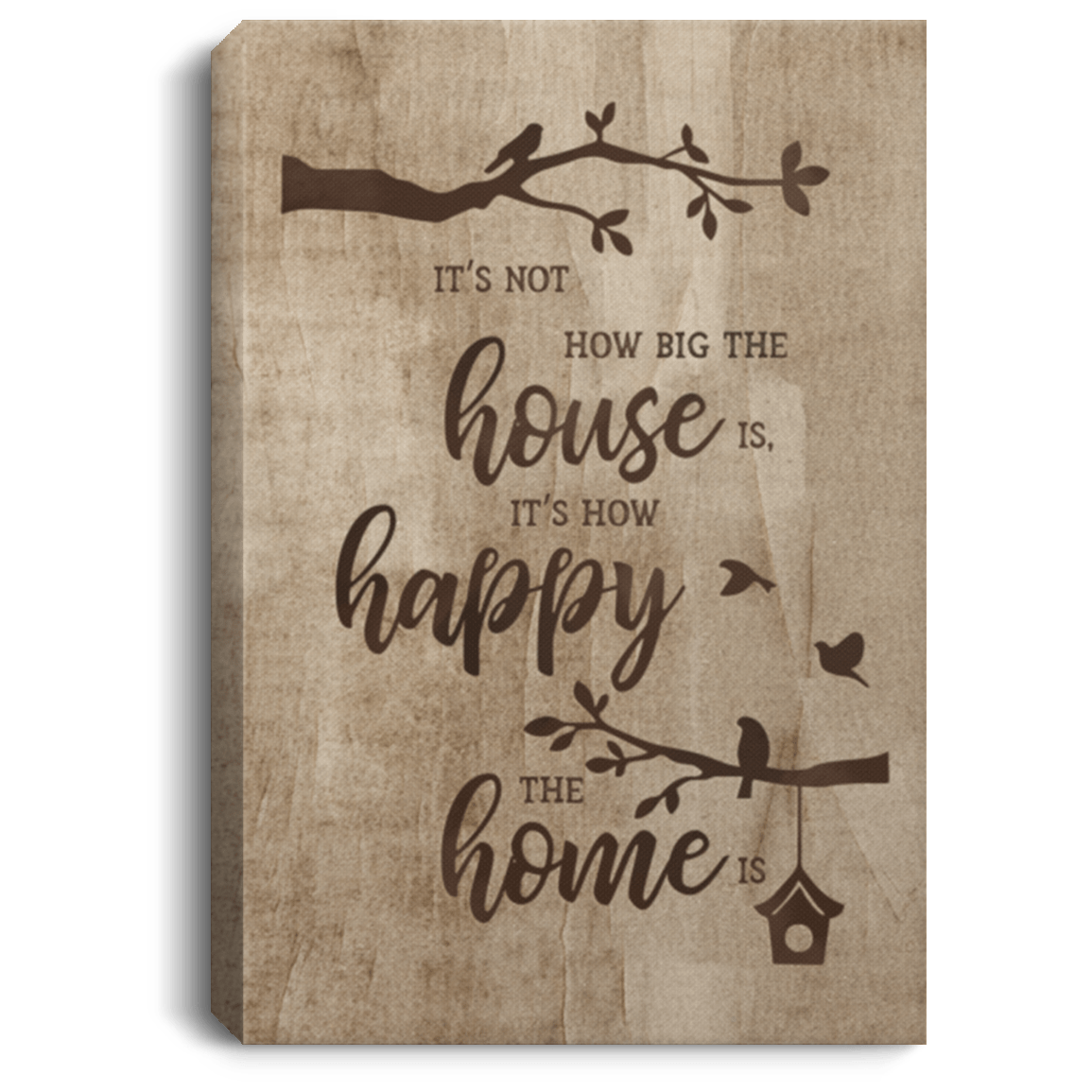 It's Not How Big The House Is It's How Happy The Home Is Gallery Wrapped Framed Canvas Prints - Unframed Poster, White, 0.75'' Framed Canvas