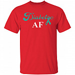 Diabetic AF Diabetes Awareness T-Shirt, Red, Unisex T-Shirt