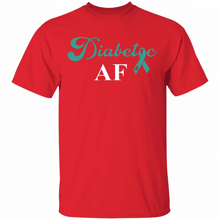 Diabetic AF Diabetes Awareness T-Shirt, Red, Unisex T-Shirt