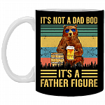 It's Not A Dad Bod It's A Father Figure Bear Drinking Beer Vintage Retro Ceramic Coffee Mug - Beer Stein, Black, 11 oz. White Mug