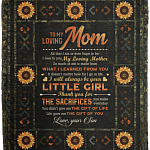 Sunflower To My Loving Mom All That I Am Or Ever Hope To Be From Son Fleece Blanket - Premium Sherpa Blanket, White, Cozy Plush Fleece Blanket - 50x60