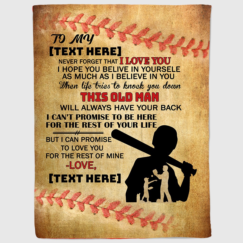 Personalized To My Son From Dad Baseball Blanket - To My Grandson Granddad Saying Baseball Customized Blanket