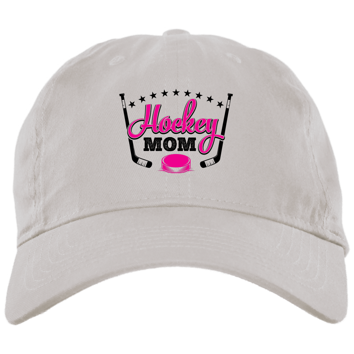 Hockey Mom Lover Twill Cap - Trucker Hat, White, Brushed Twill Dad Cap Hockey Mom Lover Twill Cap - Trucker Hat, White, Brushed Twill Dad Cap