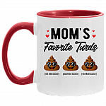 Personalized Mom's Favorite Three Turds Funny Personalized Family Accent Mug, White/Red, 11 oz. Accent Mug