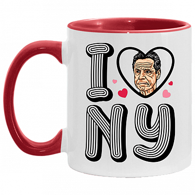 I Cuomo New York Accent Mug - I Love New York Mug, White/Red, 11 oz. Accent Mug