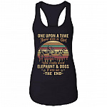 Once Upon A Time There Was A Girl Who Loved Elephants And Dogs Tank Top - Funny Elephants Dogs Saying Shirt, Black, Ladies Racerback Tank