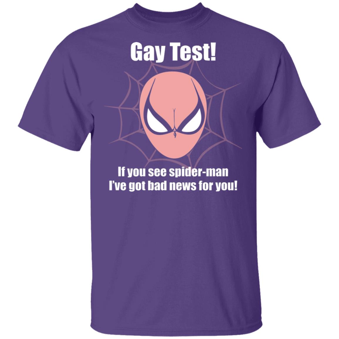 Gay Test If You See Spider I've Got Bad News for You Funny Bra T-Shirt, Purple, Unisex T-Shirt
