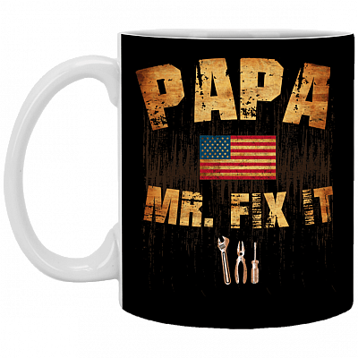 Papa Mr Fix It - Mr Fix It Ceramic Coffee Mug - Beer Stein - Water Bottle - Color Changing Mug, Black, 11 oz. White Mug