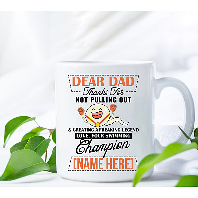 Alternative view of Personalized Dear Dad Thanks For Not Pulling Out And Creating A Freaking Legend Coffee Mug - Beer Stein