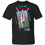 Iconic Vaporwave Japanese Aesthetic Glico Running Man Amuze Ni Hon T-Shirt, Black, Unisex T-Shirt