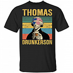 Thomas Drunkerson Drinking Beer Vintage Retro T-Shirt - Funny Thomas Jefferson Shirt, Black, Unisex T-Shirt