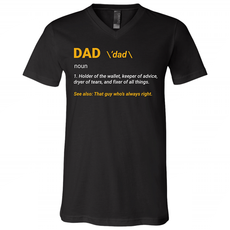 Dad Definition Shirt Gift From Daughter T-Shirt - V Neck, Black, V-Neck T-Shirt