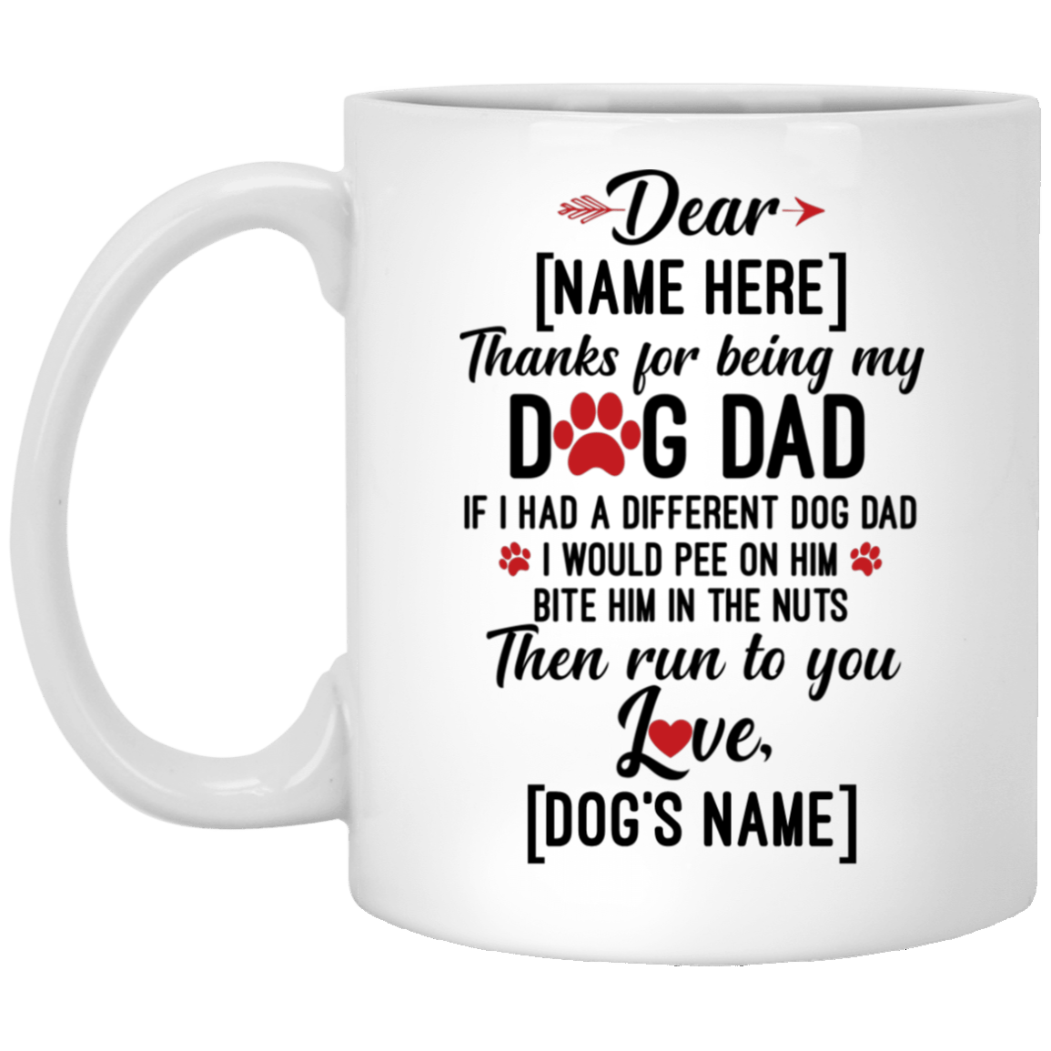 Personalized Thanks For Being My Dog Dad If I Had A Different Dog Dad Ceramic Coffee Mug - Beer Stein, White, 11 oz. White Mug Personalized Thanks For Being My Dog Dad If I Had A Different Dog Dad Ceramic Coffee Mug - Beer Stein, White, 11 oz. White Mug