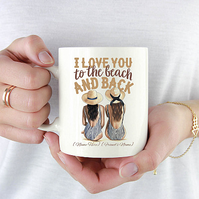Alternative view of Personalized I Love You to the Beach and Back-Personalized Best Friend Gifts Coffee Mug-Beer Stein-Water Bottle