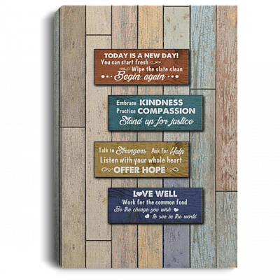 Today Is A New Day Vintage Gallery Wrapped Framed Canvas Prints - Unframed Poster - Home Decor Wall Art, White, 0.75'' Framed Canvas