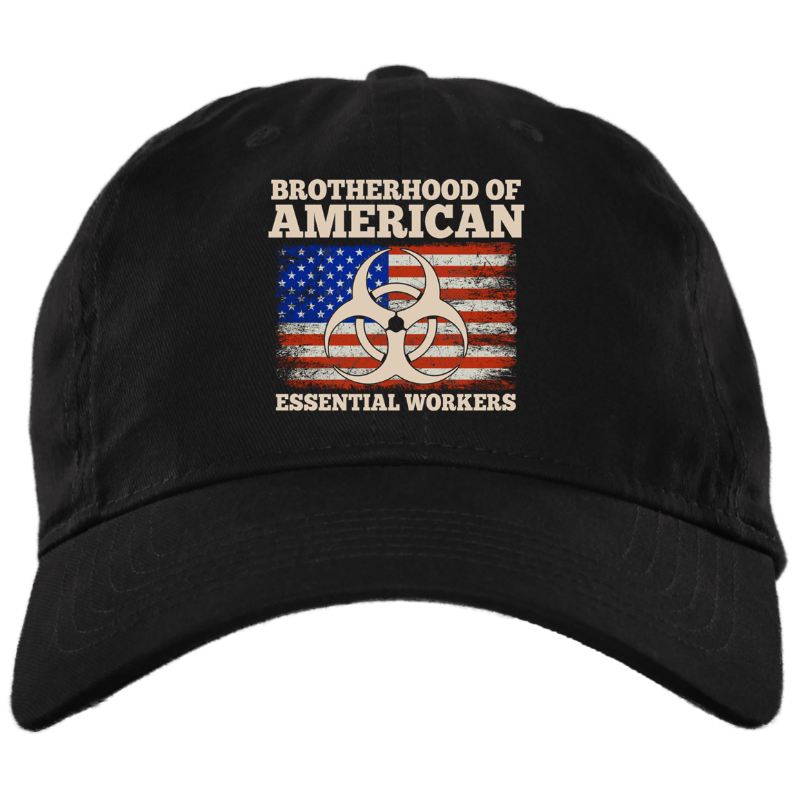 Brotherhood Of American Essential Worker Twill Cap-High Profile Snapback Hat-Trucker Hat, Black, Brushed Twill Dad Cap