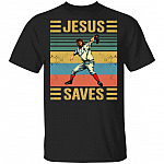 Jesus Saves Baseball T-Shirt - Funny Baseball Lover Shirt, Black, Unisex T-Shirt