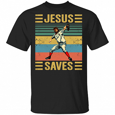 Jesus Saves Baseball T-Shirt - Funny Baseball Lover Shirt, Black, Unisex T-Shirt