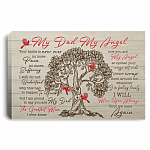 My Dad My Angel Your Battle Is Now Over No More Pain No More Suffering Framed Canvas - Unframed Poster - To My Dad In Heaven Wall Art Decor, White, 0.75'' Framed Canvas