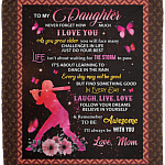 Softball To My Daughter Never Forger How Much I Love You From Mom Fleece Blanket - Premium Sherpa Blanket, White, Cozy Plush Fleece Blanket - 50x60