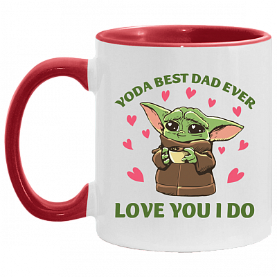 Yoda Best Dad Ever Love You I Do Accent Mug, White/Red, 11 oz. Accent Mug