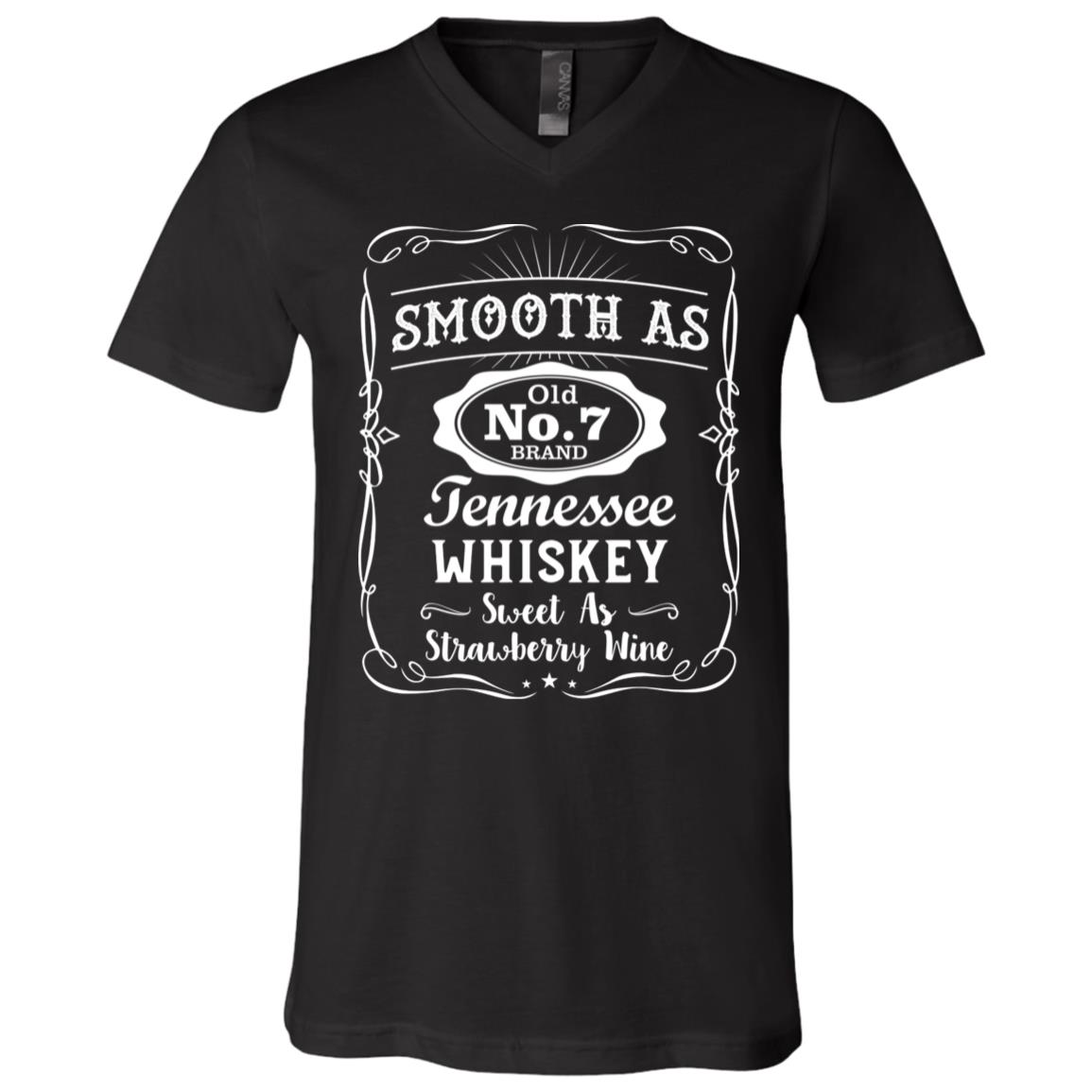 Smooth As Old No.7 Brand Tennessee Whiskey Sweet As Strawberry Wine Vintage T-Shirt - V-Neck, Black, V-Neck T-Shirt