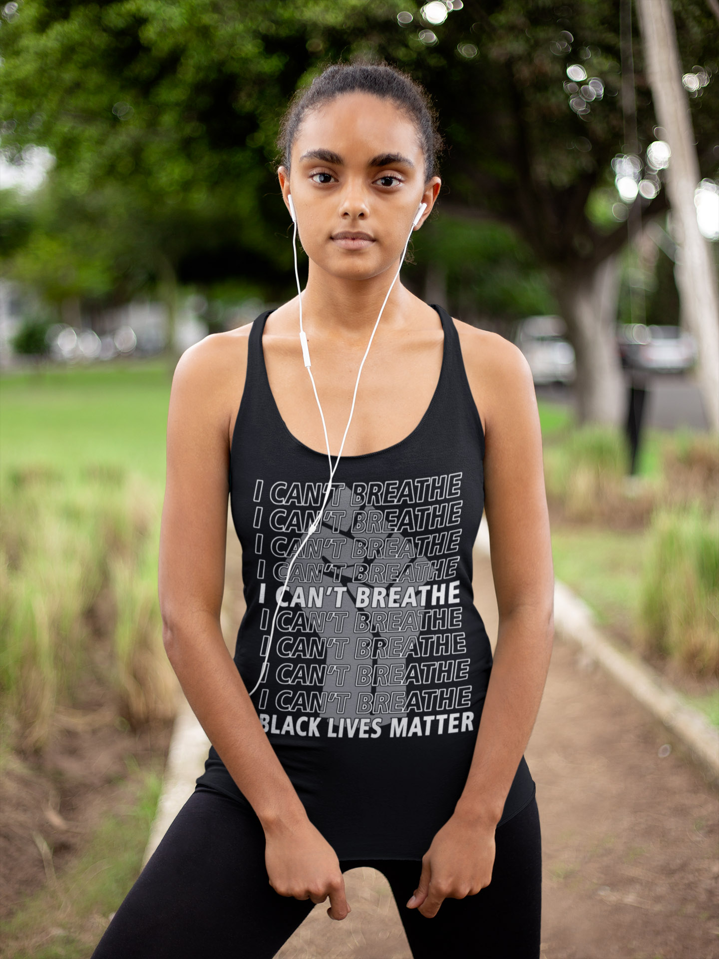 i-cant-breath-black-lives-matter-mockup-of-a-girl-wearing-a-racerback-tank-top-at-a-park