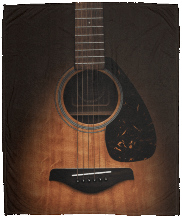 Wooden Guitar Lover Fleece Blanket - Guitar Lover Gifts Premium Sherpa Blanket - Woven Blanket, White, Cozy Plush Fleece Blanket - 50x60