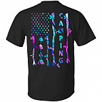 Camping American Flag Print On Back Only - Plain Front T-Shirt - Camping Lover Shirt, Black, Unisex T-Shirt