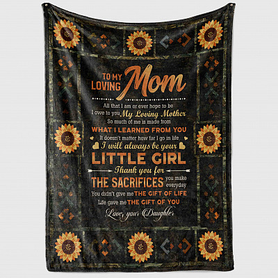 Alternative view of Sunflower To My Loving Mom All That I Am Or Ever Hope To Be From Daughter Fleece Blanket - Sherpa Blanket