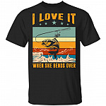I Love It When She Bends Over Vintage Funny Fishing T-Shirt, Black, Unisex T-Shirt