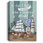 And I Think To Myself What A Wonderful World Sea Beach Life Framed Canvas - Unframed Poster, White, 0.75'' Framed Canvas