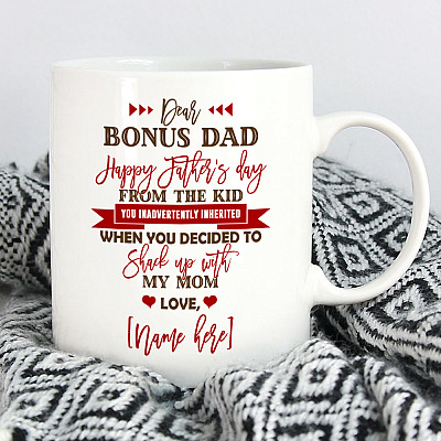 Alternative view of Personalized Dear Bonus Dad Happy Father's Day from the Kid Inadvertently Coffee Mug - Beer Stein