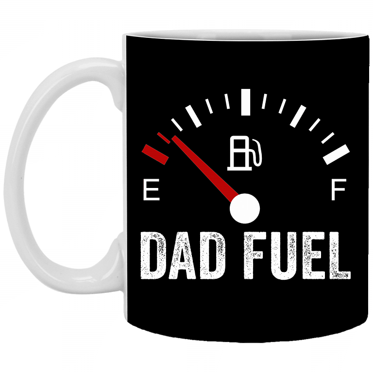 Dad Fuel Ceramic Coffee Mug - Beer Stein - Water Bottle - Color Changing Mug - Funny Gift For Fathers Day, Black, 11 oz. White Mug