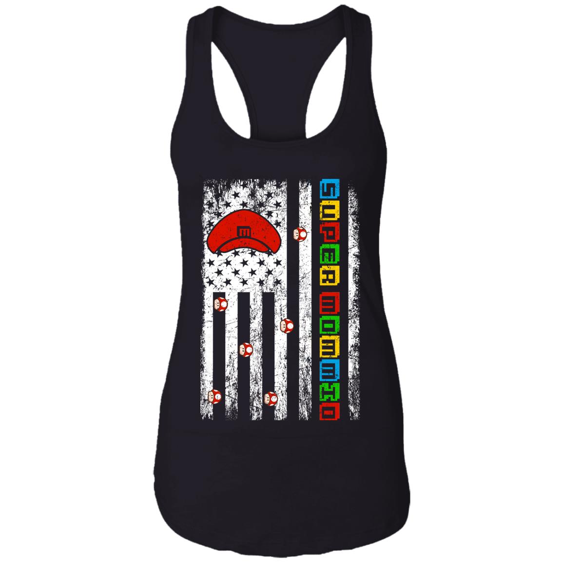 America Mommio Tank Top, Black, Ladies Racerback Tank