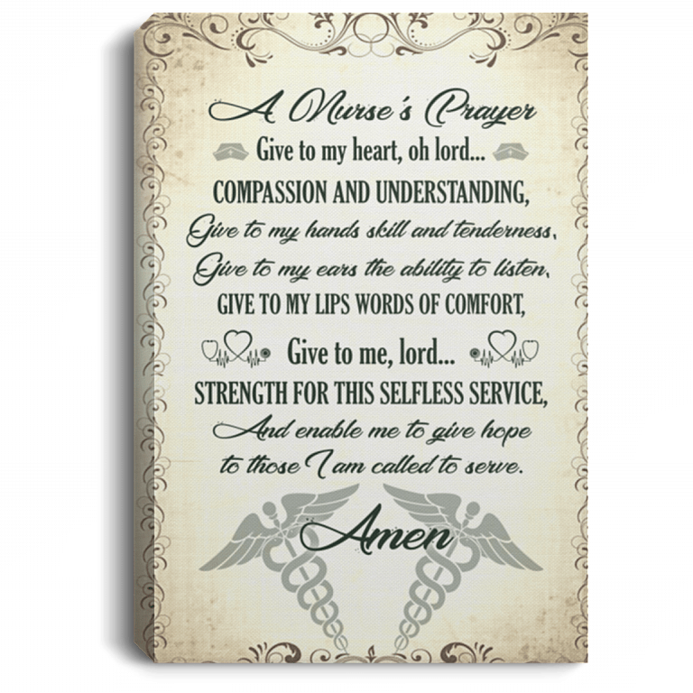 A Nurse's Prayer Gift For Nurse Gallery Wrapped Framed Canvas Prints - Unframed Poster - Home Decor Wall Art, White, 0.75'' Framed Canvas