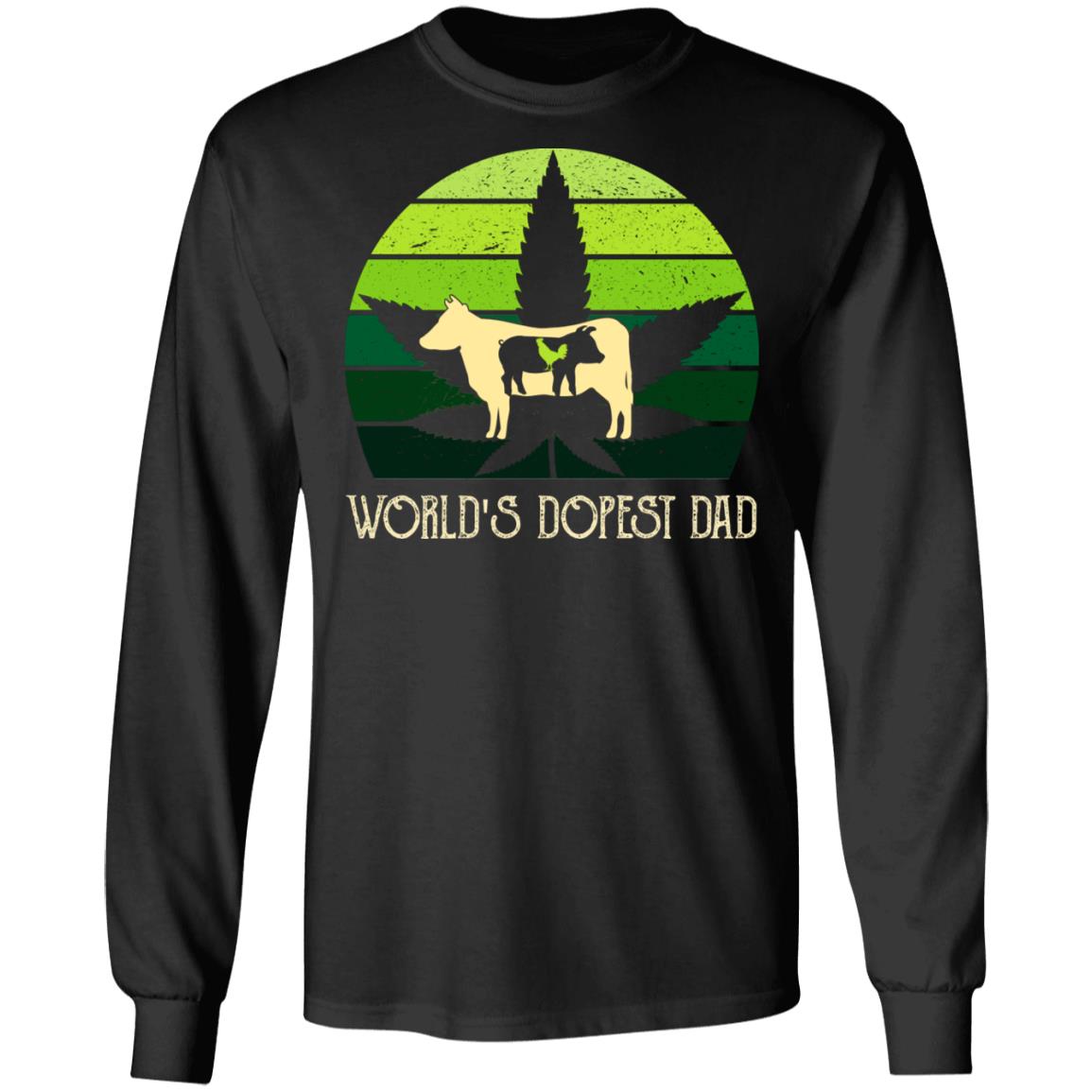 World's Dopest Dad Vintage Weed Retro Hoodie Sweatshirt - Funny Father's Day I'd Smoke That BBQ Saying Shirt, Black, Long Sleeve