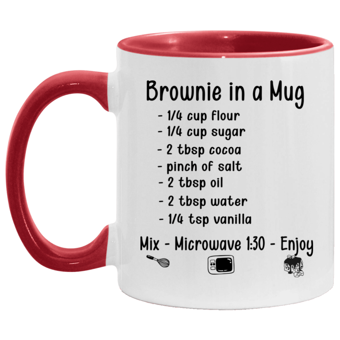 Brownie In A Mug Ceramic Accent Mug - How to Make Brownie Cute Recipe Mug, White/Red, 11 oz. Accent Mug Brownie In A Mug Ceramic Accent Mug - How to Make Brownie Cute Recipe Mug, White/Red, 11 oz. Accent Mug