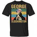 George Sloshington Drinking Beer Vintage Retro T-Shirt, Black, Unisex T-Shirt